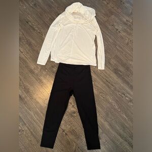 Zella White Long Sleeve Top and Black Leggings- both size Small